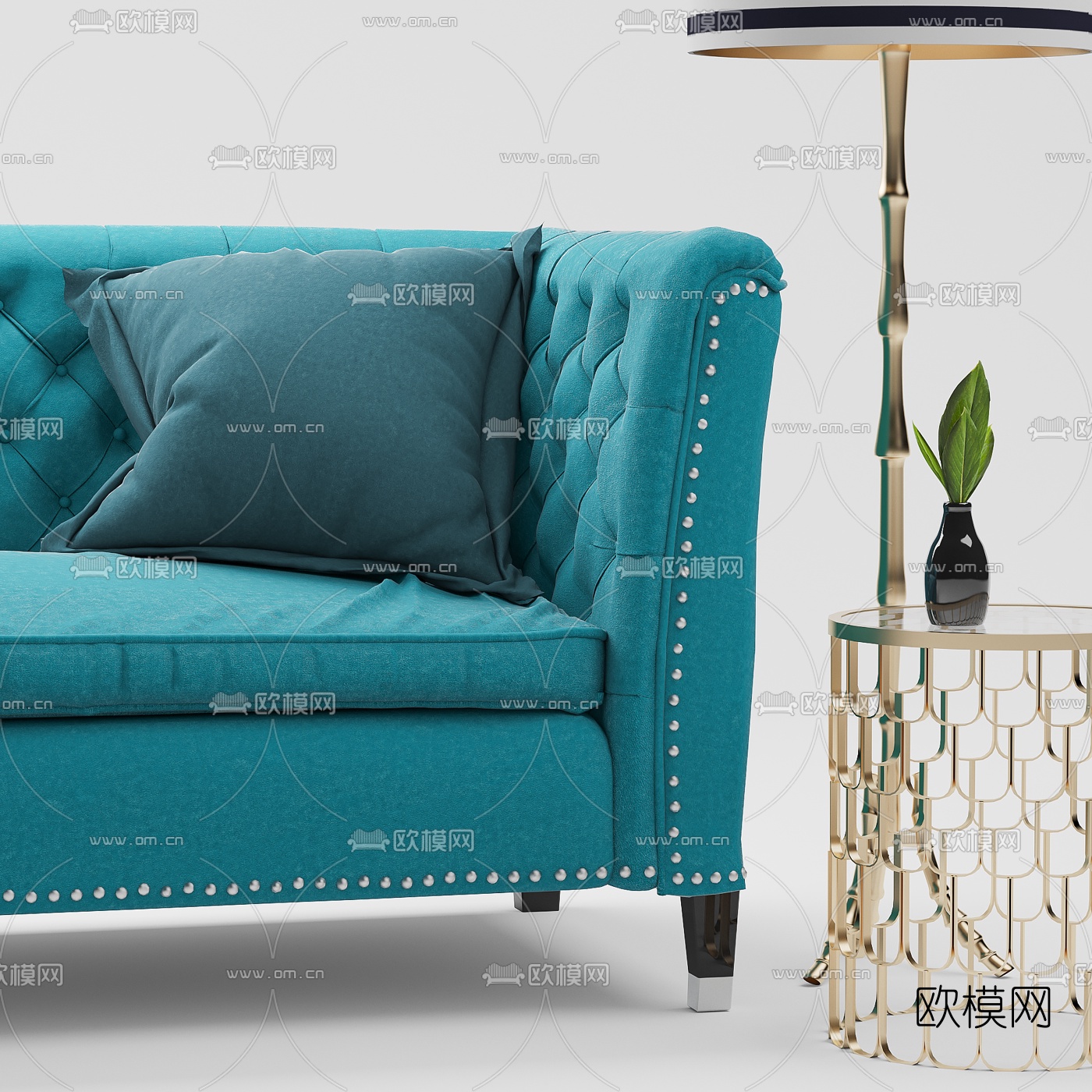 简欧多人沙发3d模型下载（渲染图3）