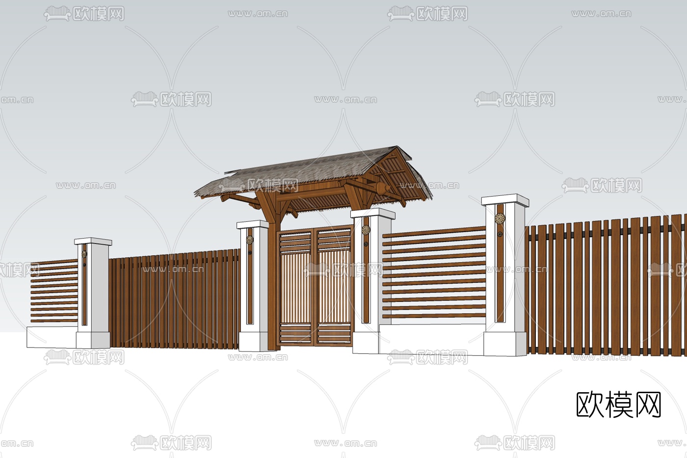 中式牌坊门头免费su模型下载