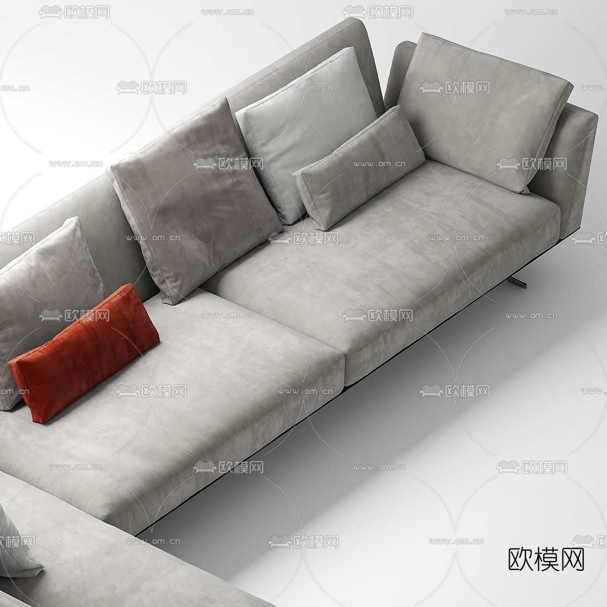 现代布艺拐角沙发3d模型