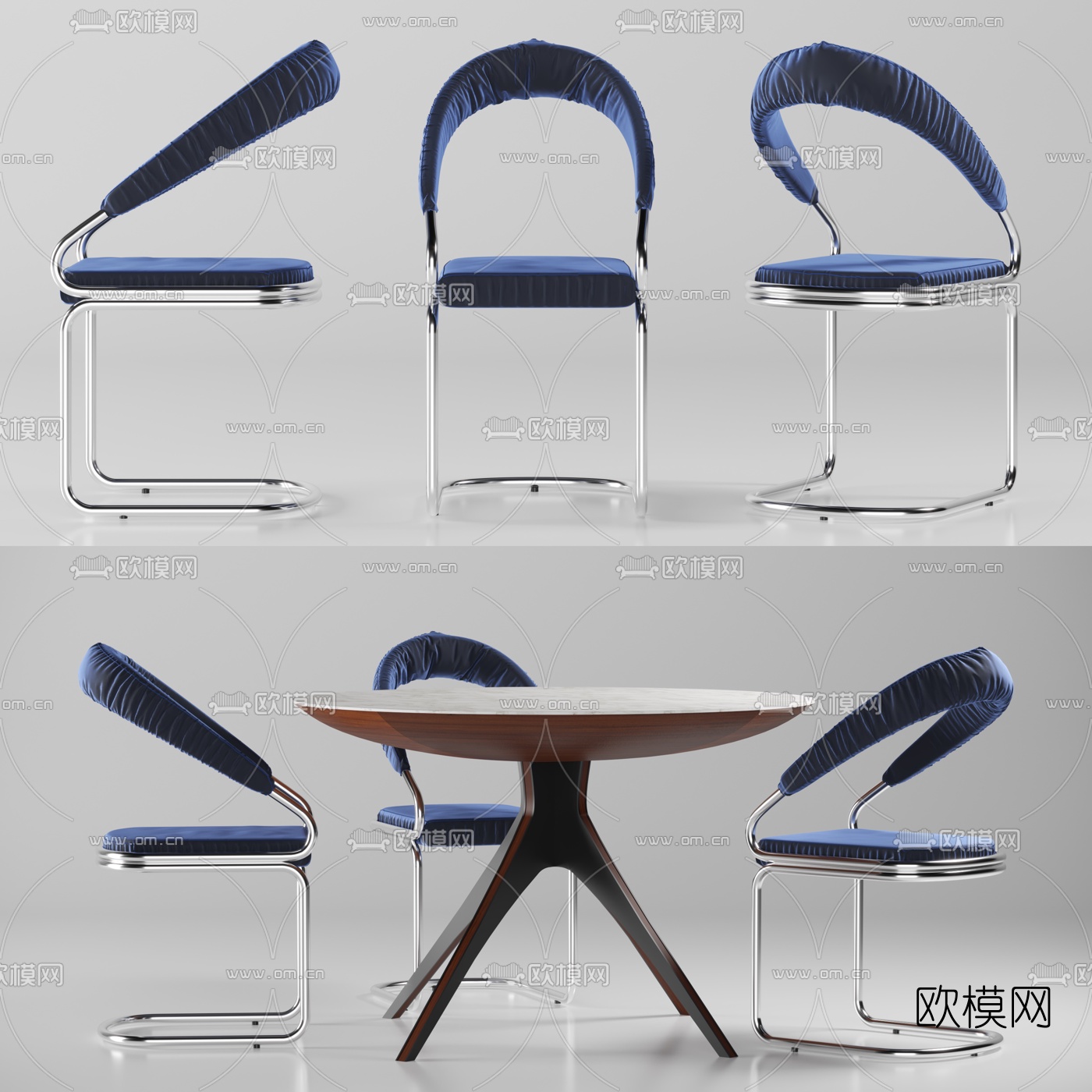 现代布艺休闲桌椅3d模型下载