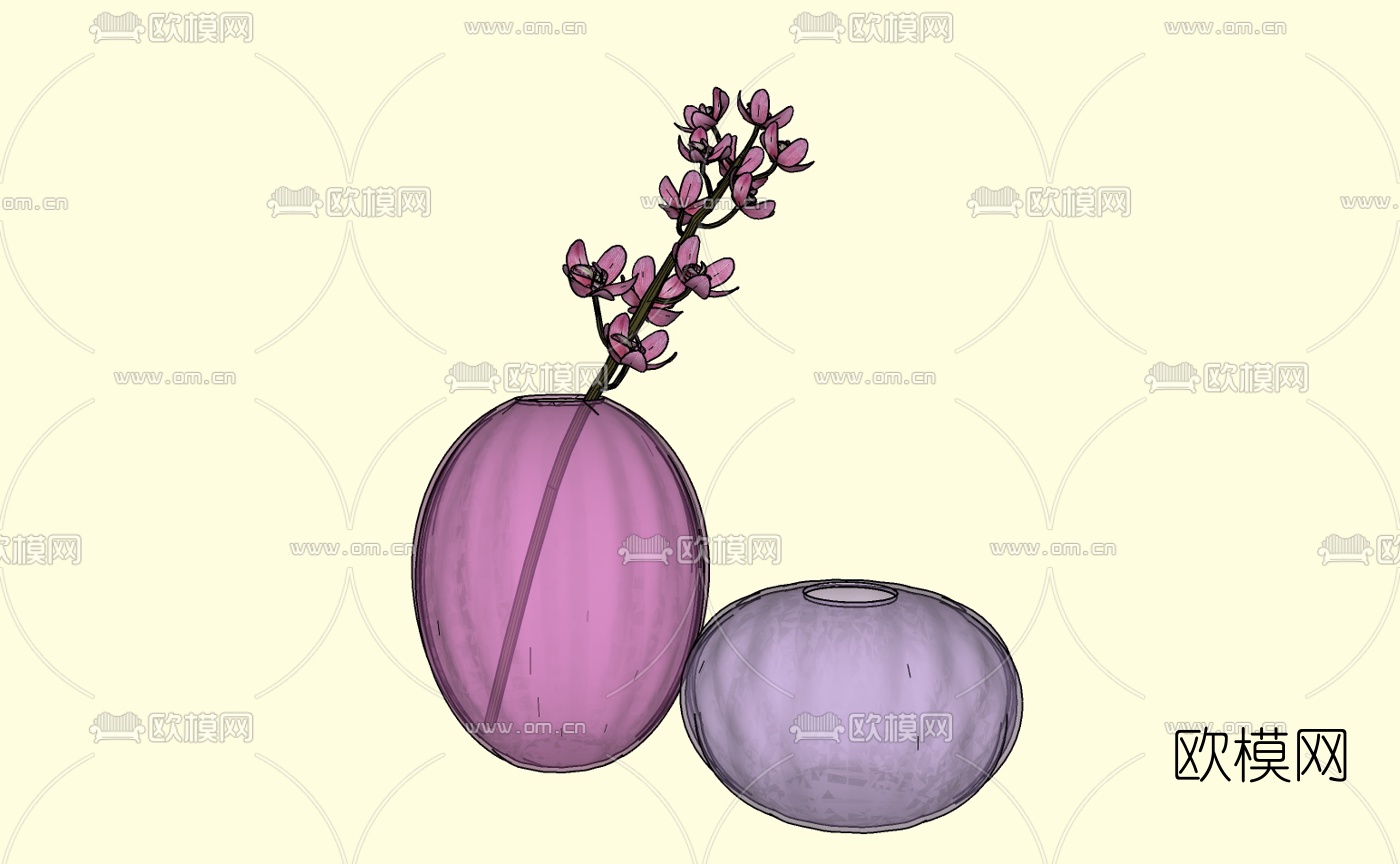 现代花瓶花卉免费su模型下载