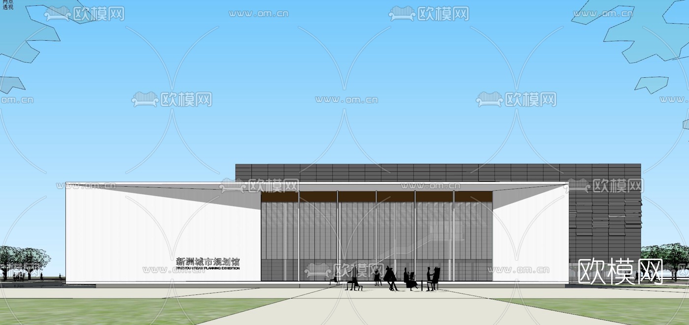 现代城市规划馆su模型下载（渲染图2）