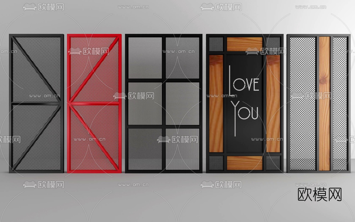 工业铁艺网格隔断3d模型下载