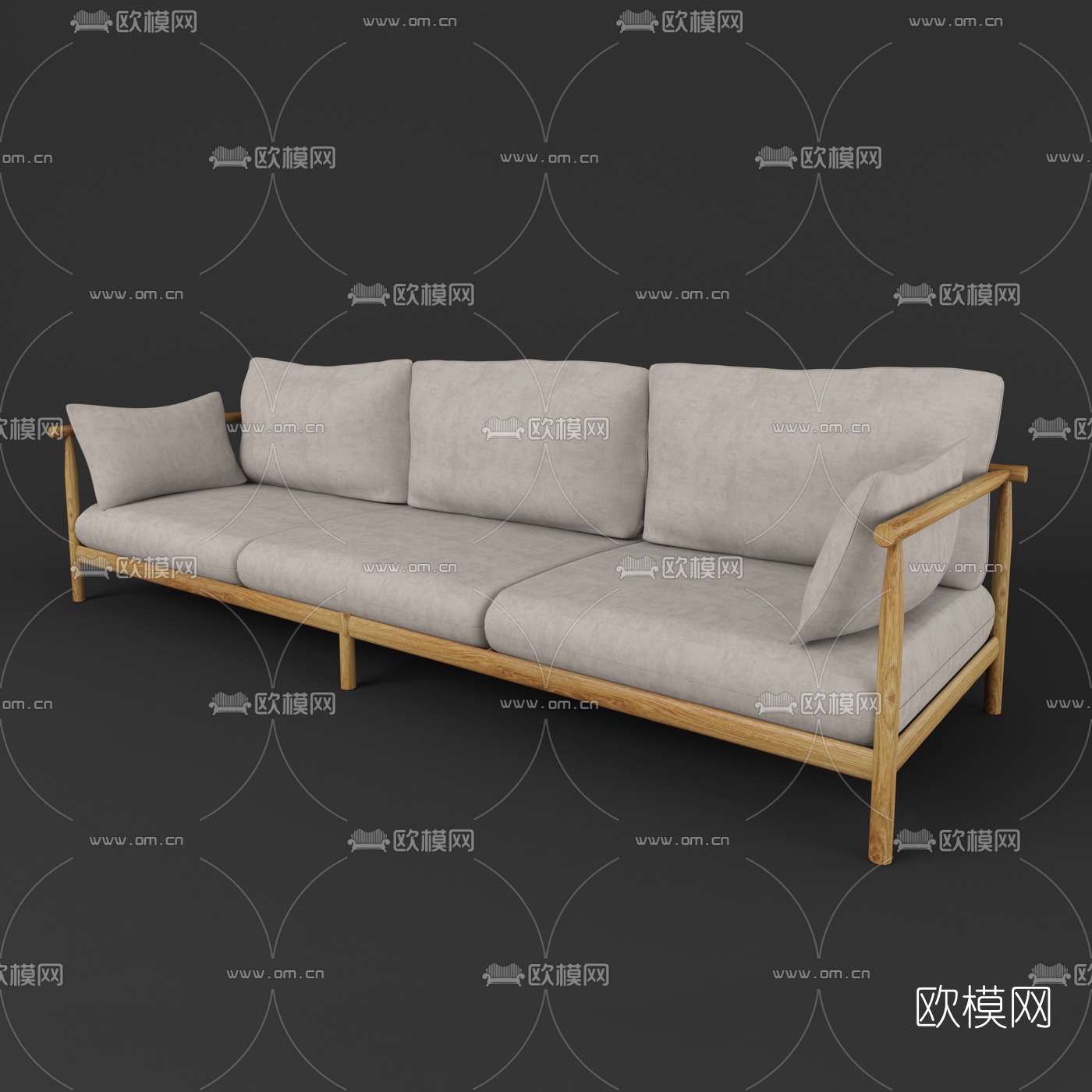 现代布艺多人沙发免费3d模型-免费3dmax模型库-欧模网