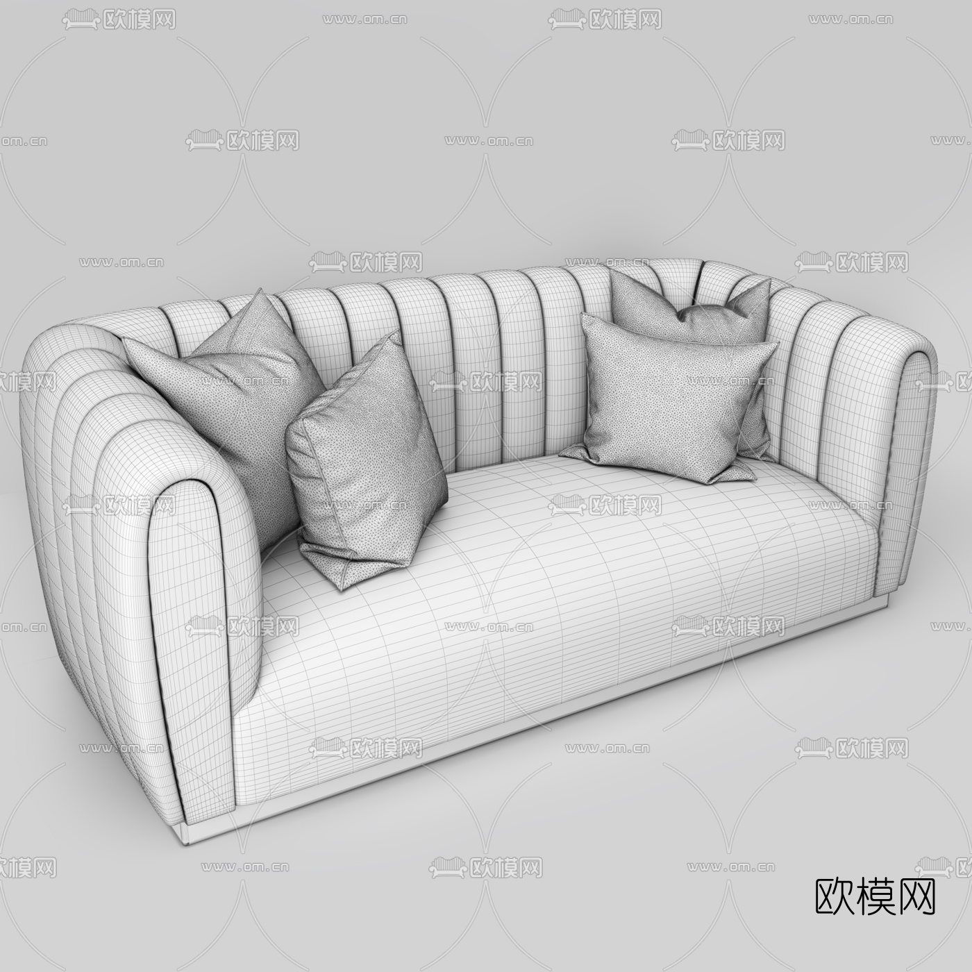 现代布艺双人沙发3d模型下载（渲染图3）