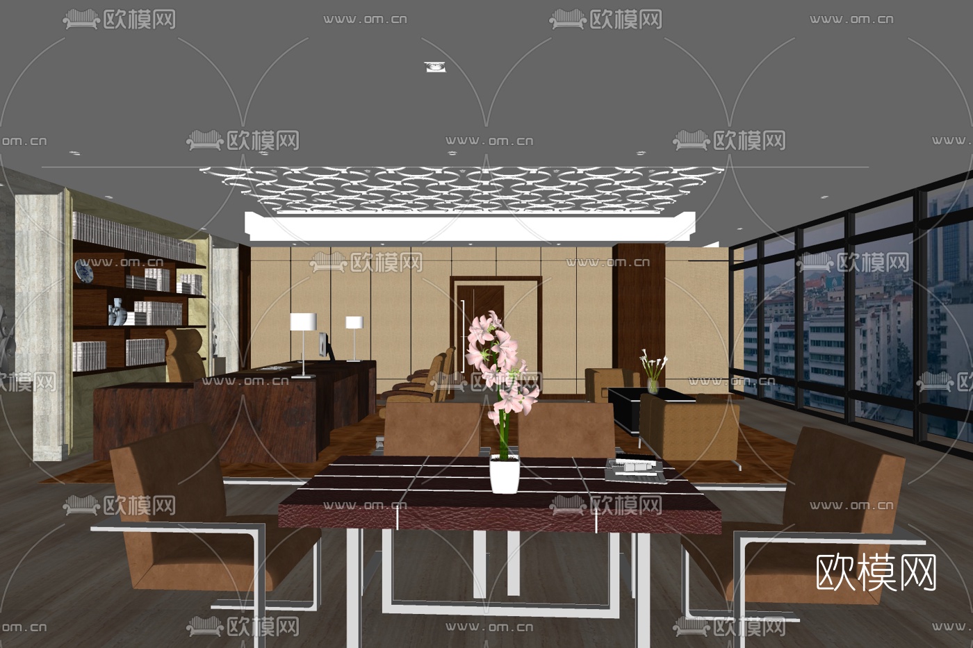 现代经理办公室免费su模型下载