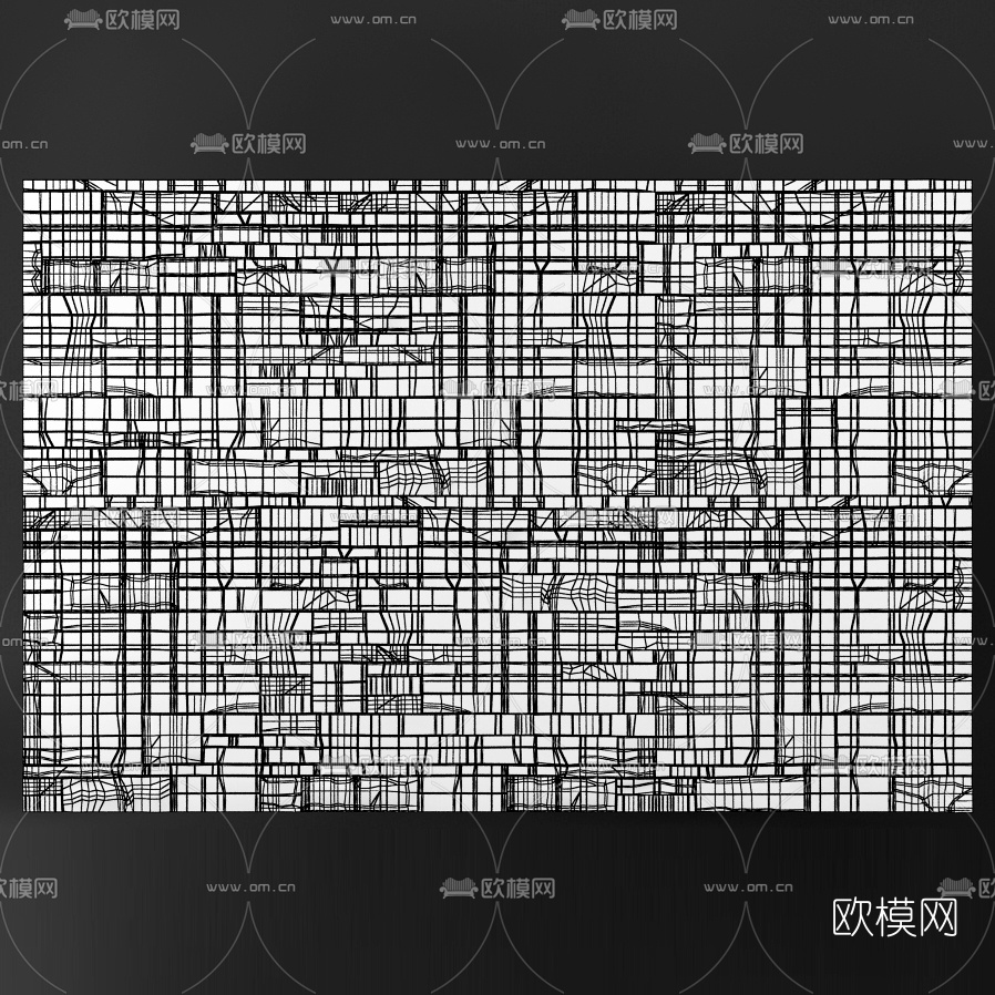 现代凹凸墙砖3d模型