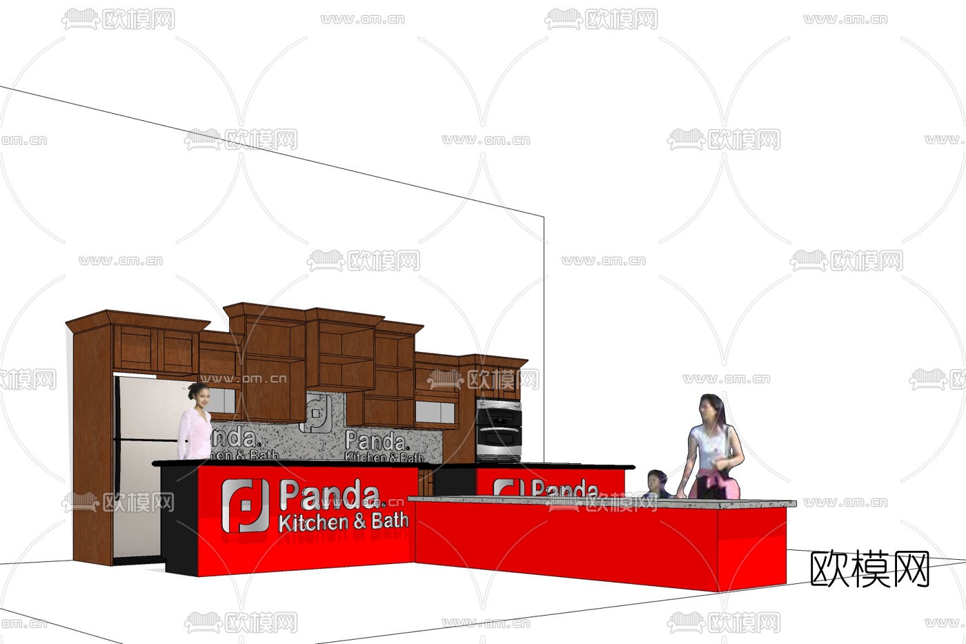 现代前台接待台免费su模型下载