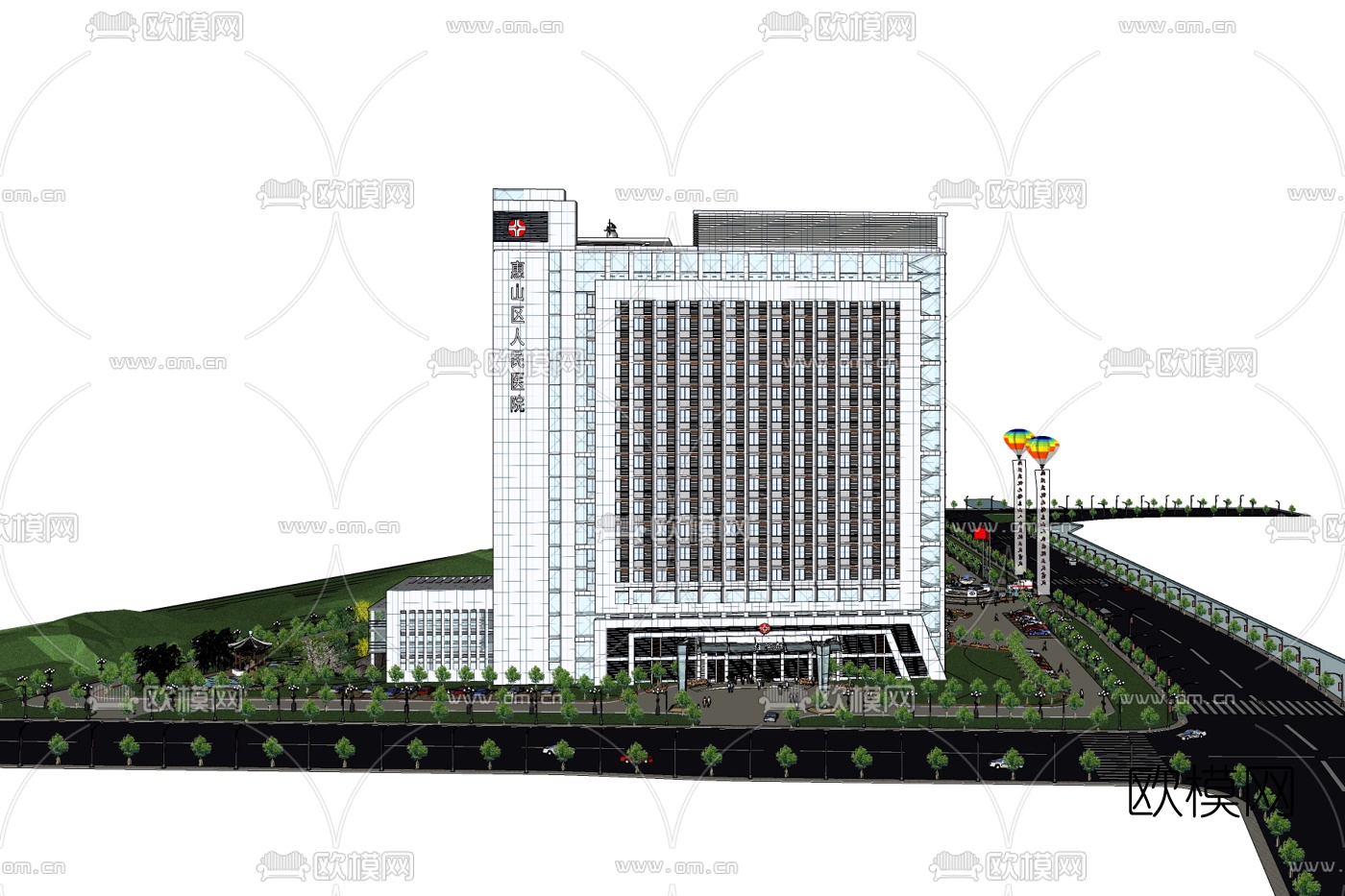 现代医院大楼免费su模型下载