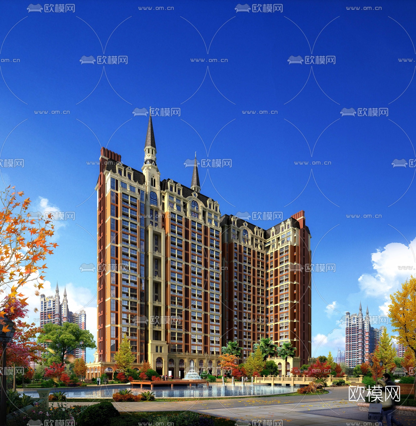 简欧住宅区建筑外观3d模型