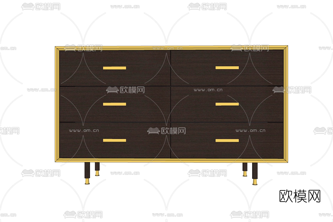 现代实木边柜免费su模型下载