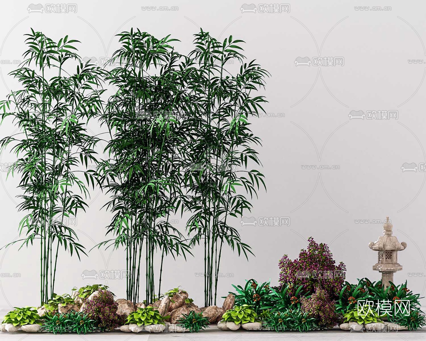 新中式植物竹子园艺小品3d模型
