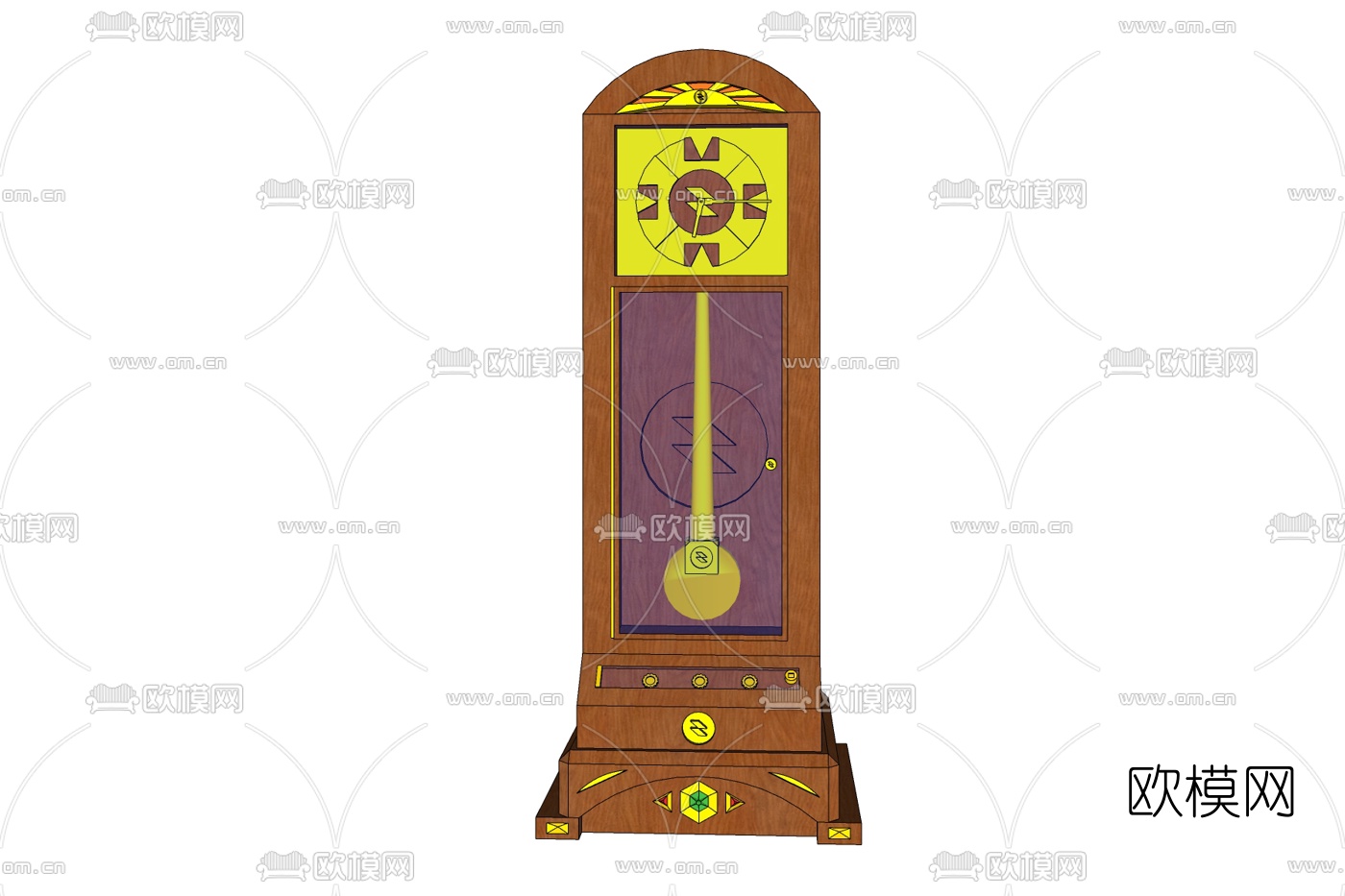 欧式实木落地钟表免费su模型下载