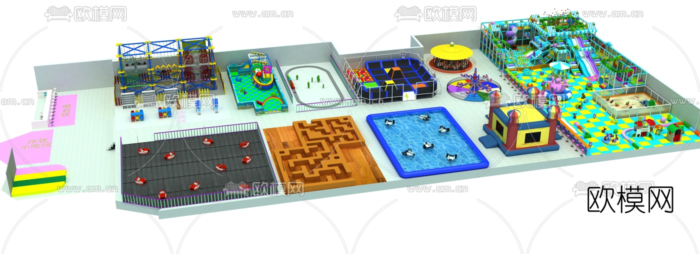 现代儿童室内游乐场设备3d模型