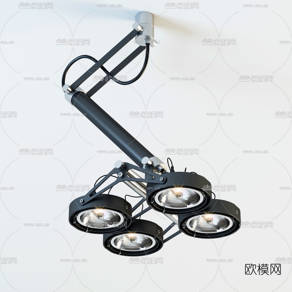 现代圆形活动射灯3d模型下载(渲染图3)