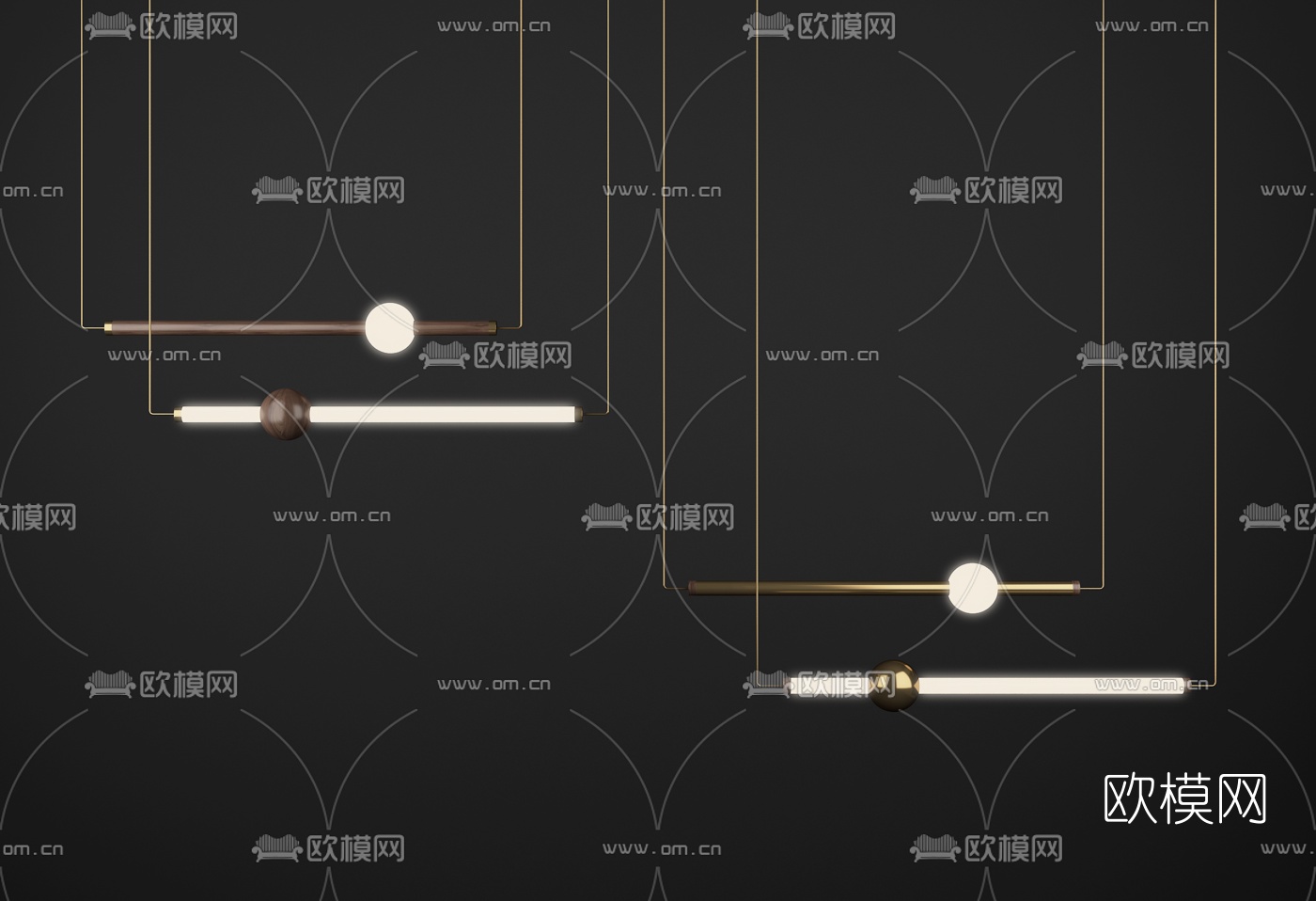 现代金属吊灯3d模型