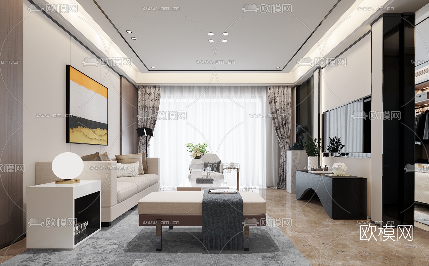 星翰设计 现代客厅3d模型