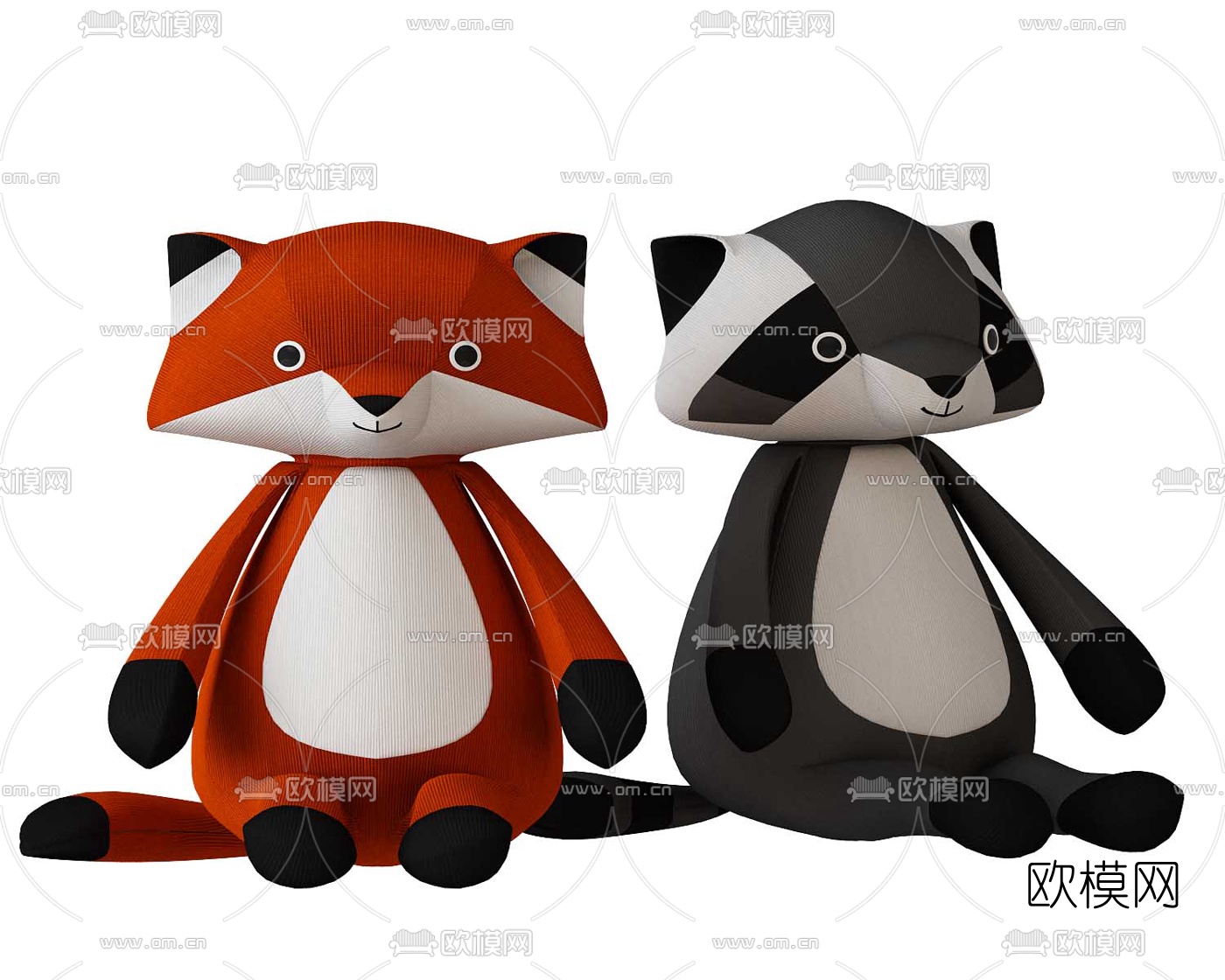 现代儿童毛绒玩具3d模型