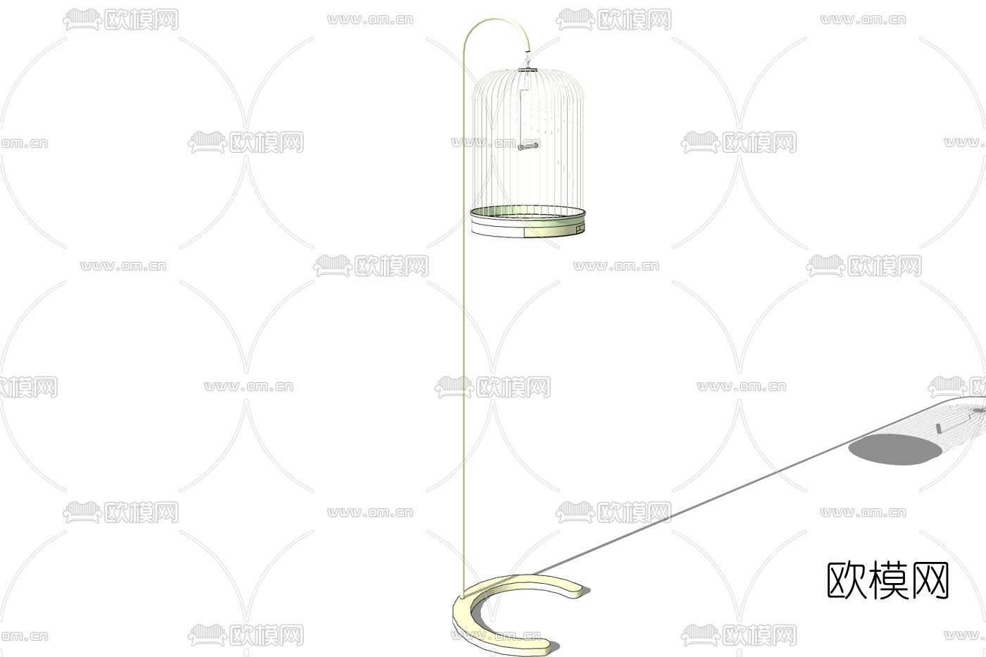 现代铁艺鸟笼落地灯免费su模型下载