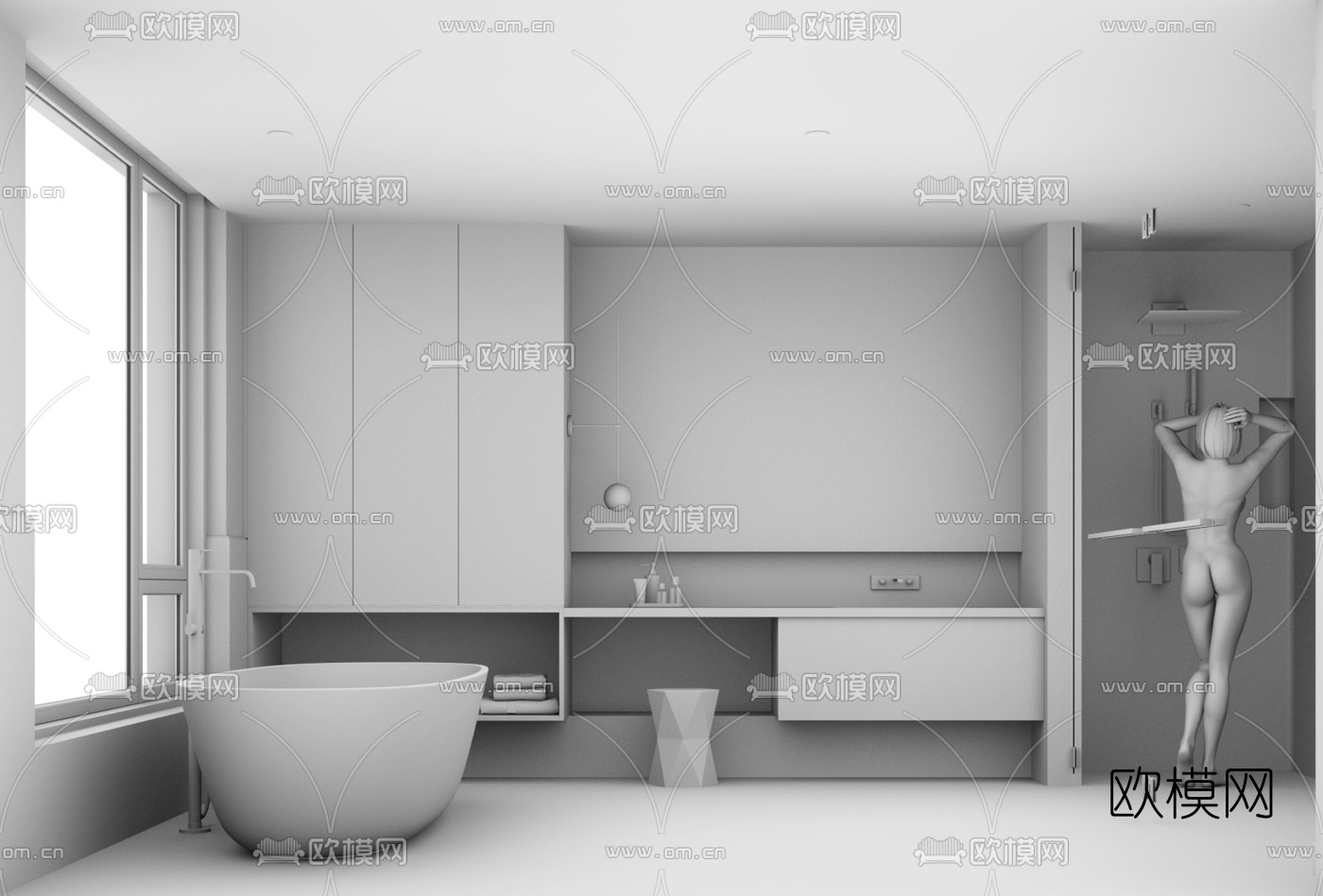 现代卫生间浴室su模型下载（渲染图3）