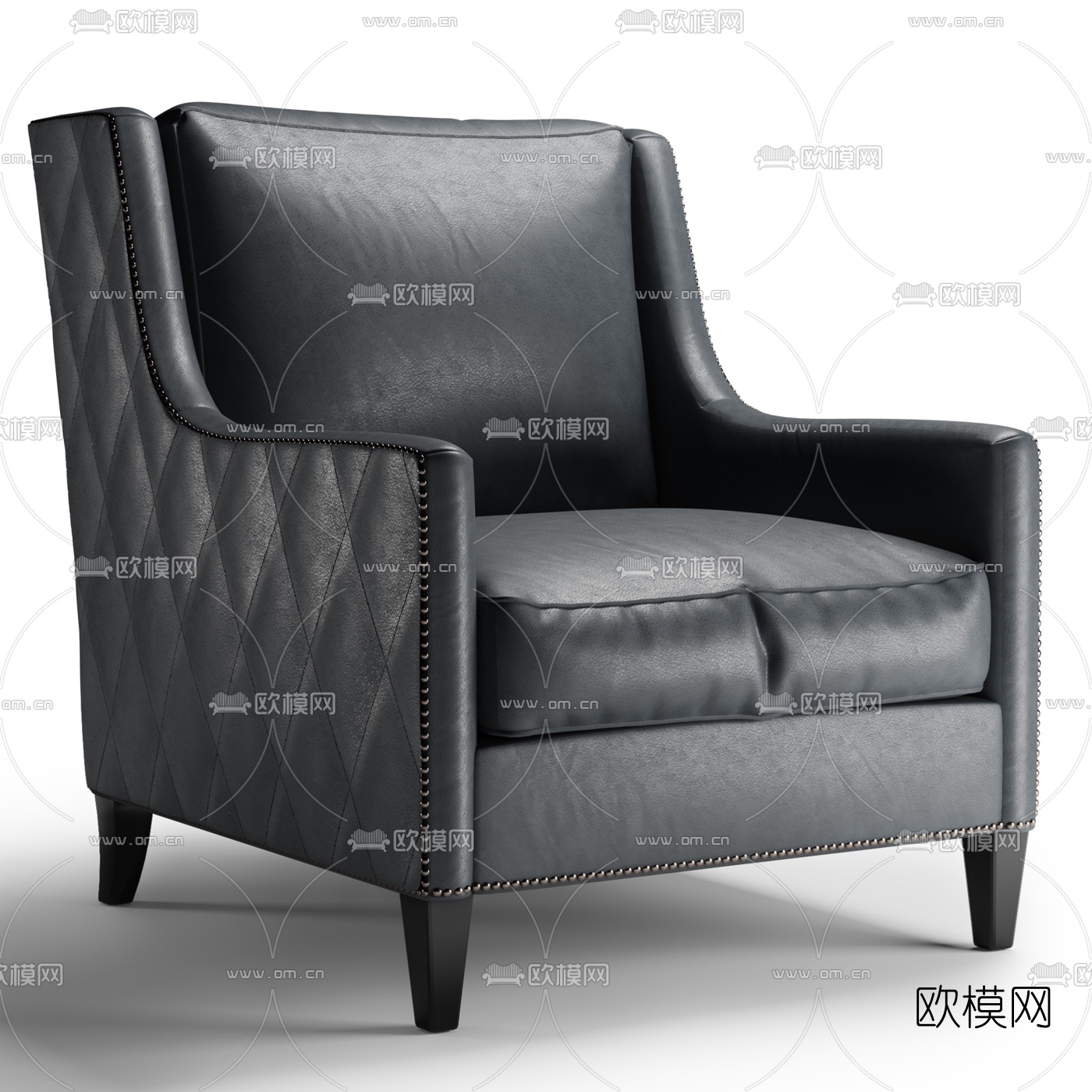 现代皮革单人沙发3d模型-免费3dmax模型库-欧模网