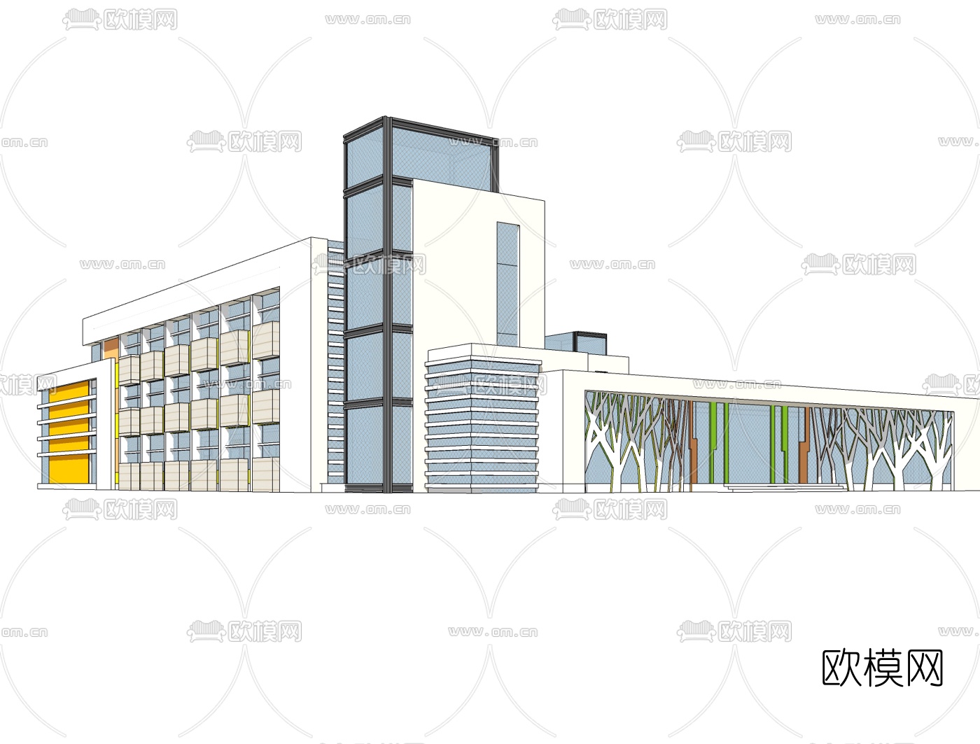 现代幼儿园免费su模型下载（渲染图1）
