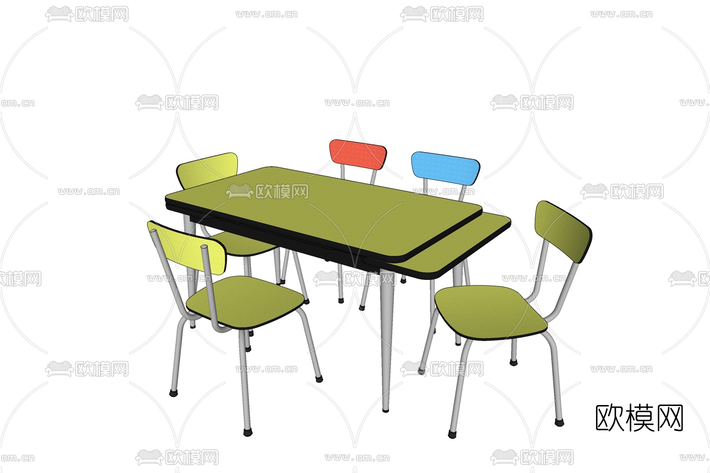 现代餐桌免费su模型下载