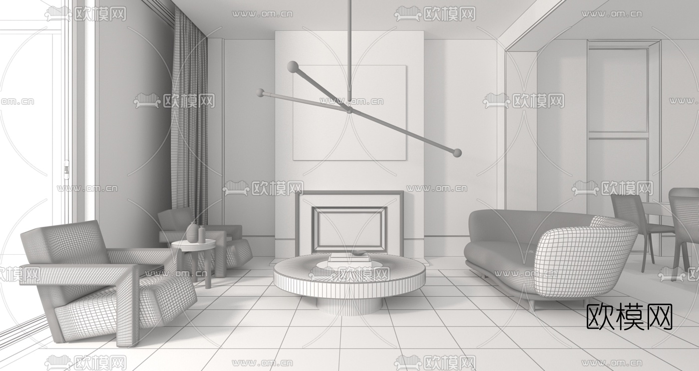 Mark Hunter设计 北欧客厅3d模型下载（渲染图4）