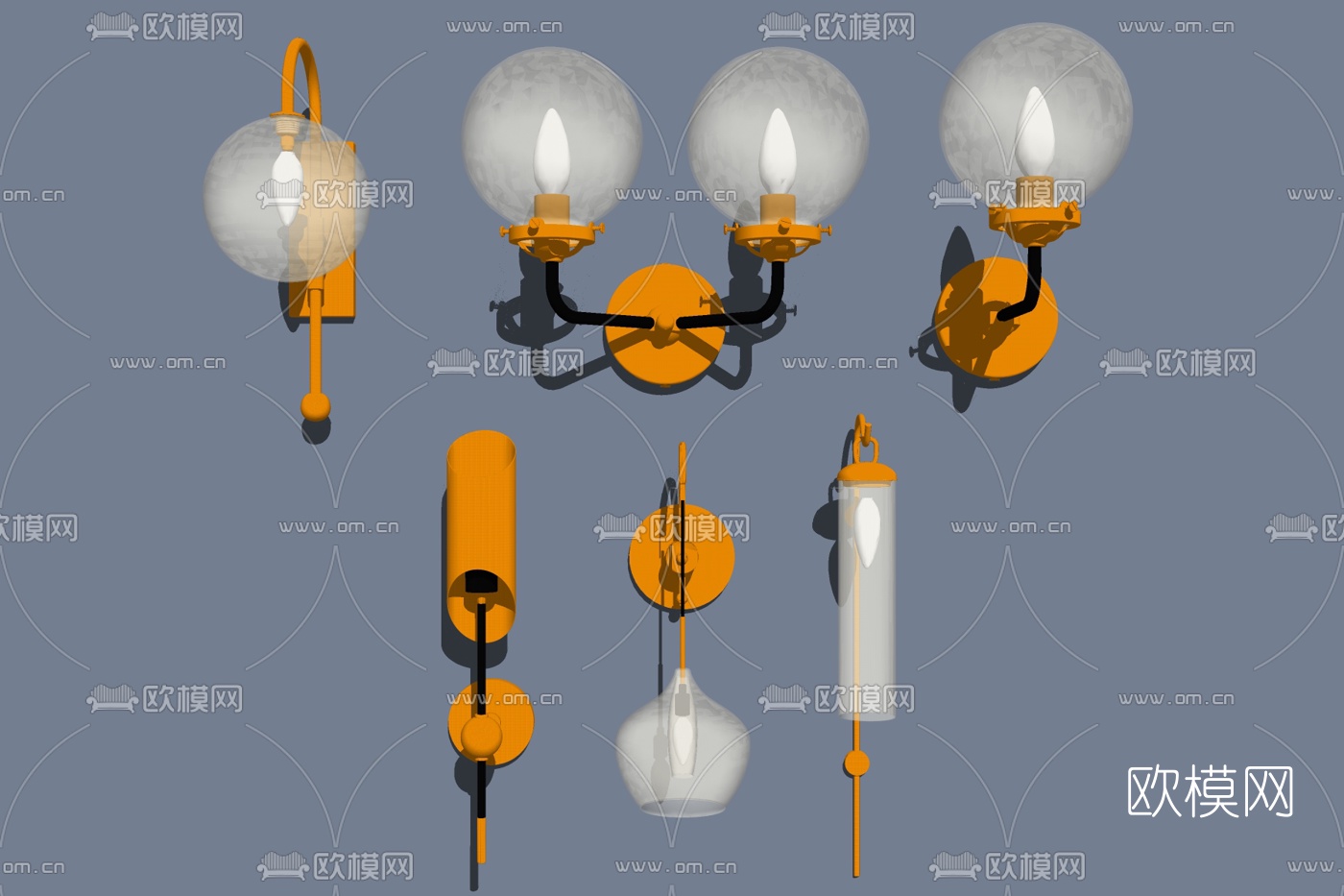 现代金属壁灯免费su模型下载