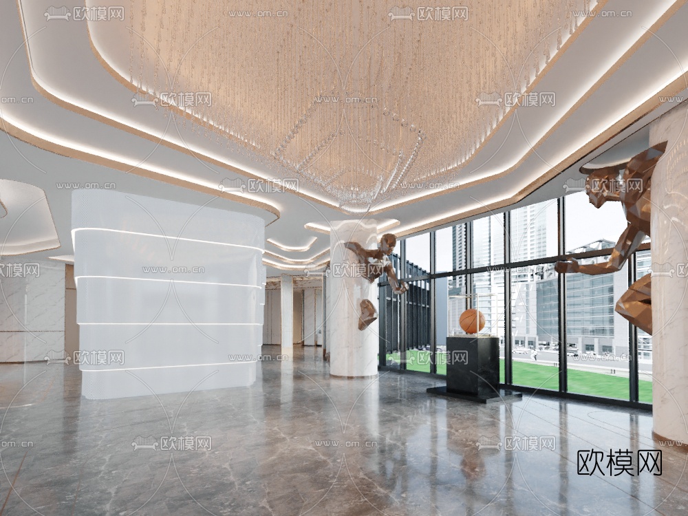 现代酒店大堂前厅免费3d模型