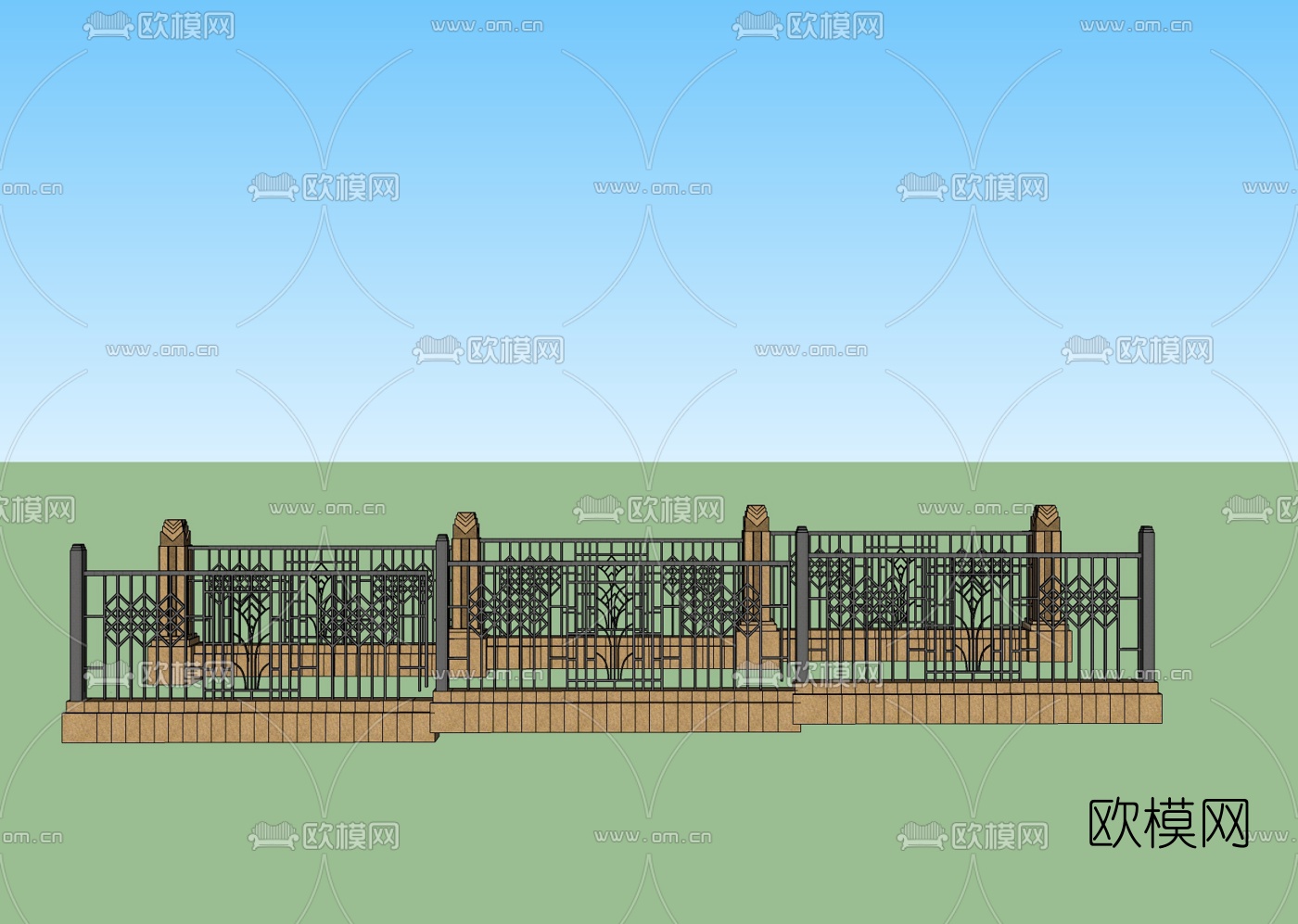 欧式铁艺护栏免费su模型下载