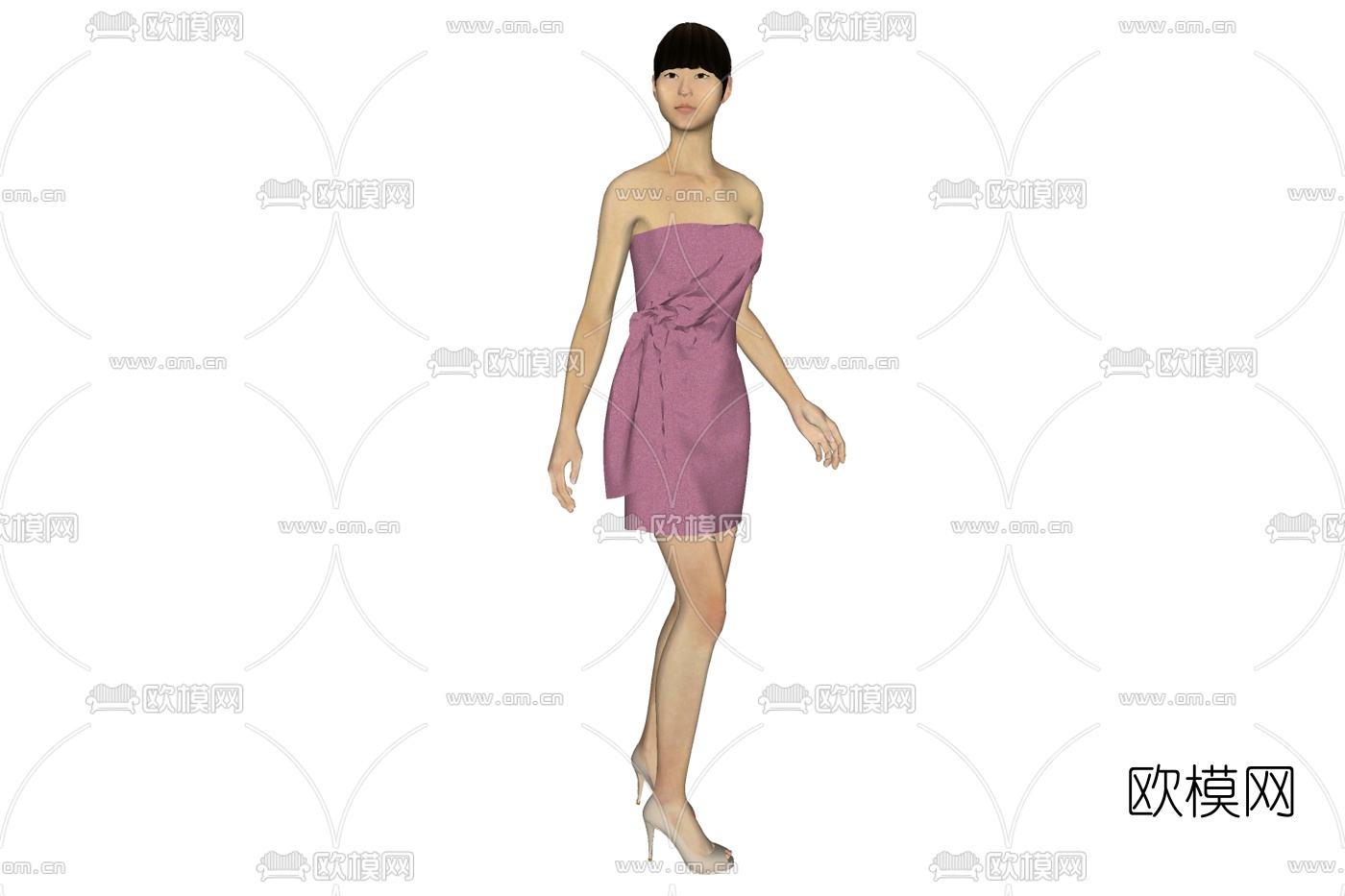 现代徒步女子免费su模型下载