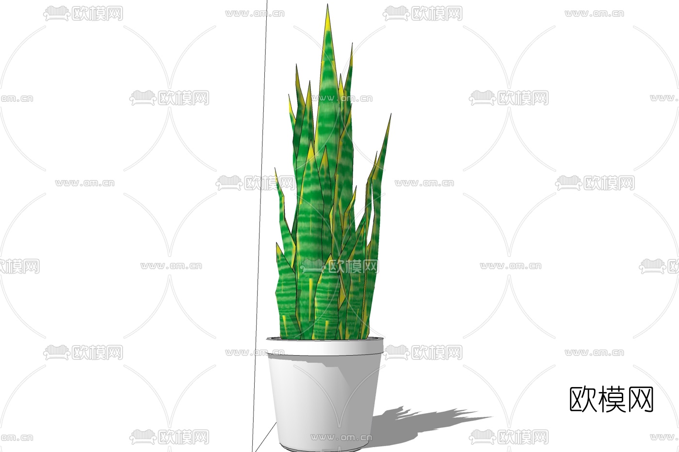 现代芦荟盆栽免费su模型