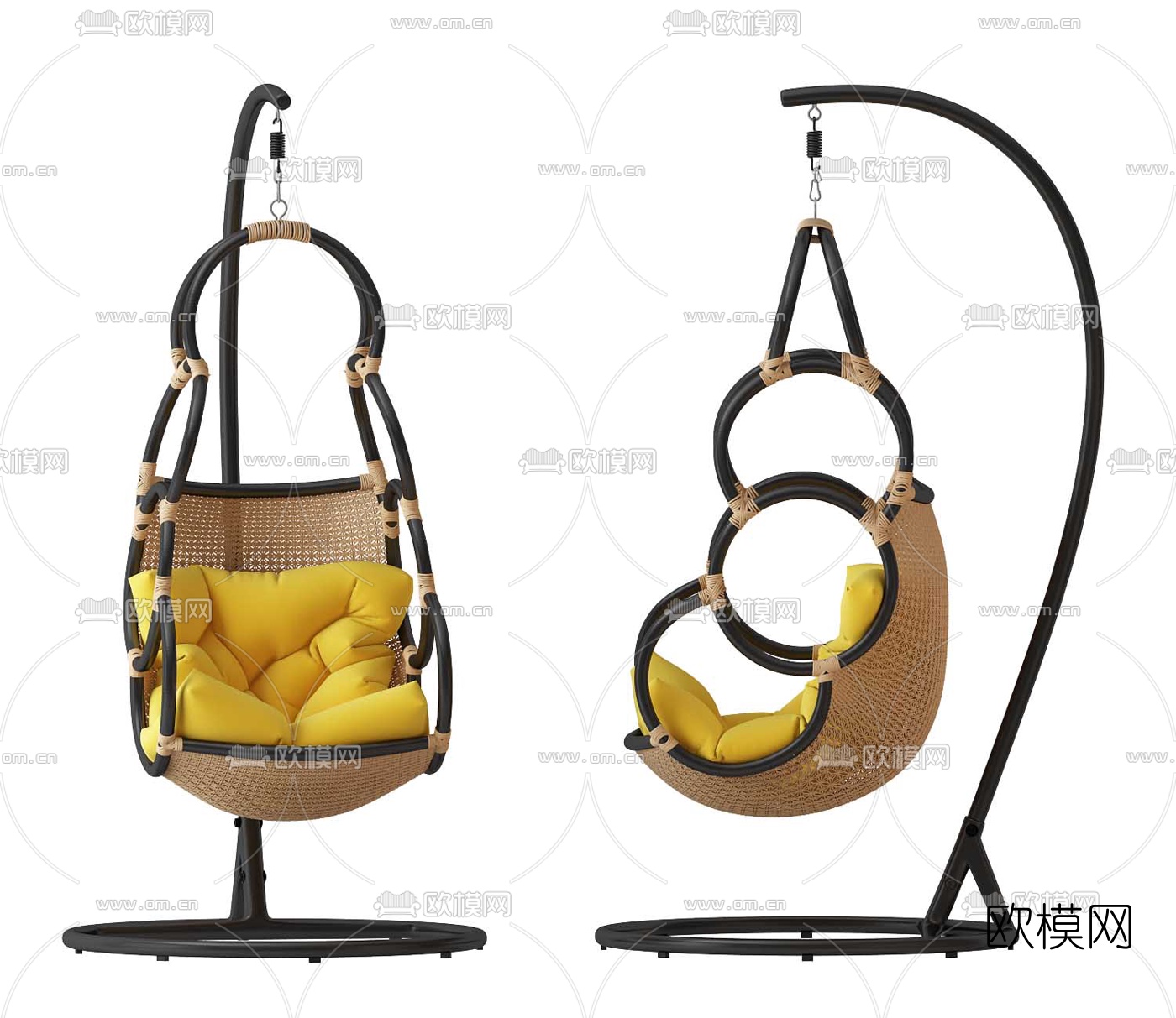 现代藤编吊椅3d模型下载
