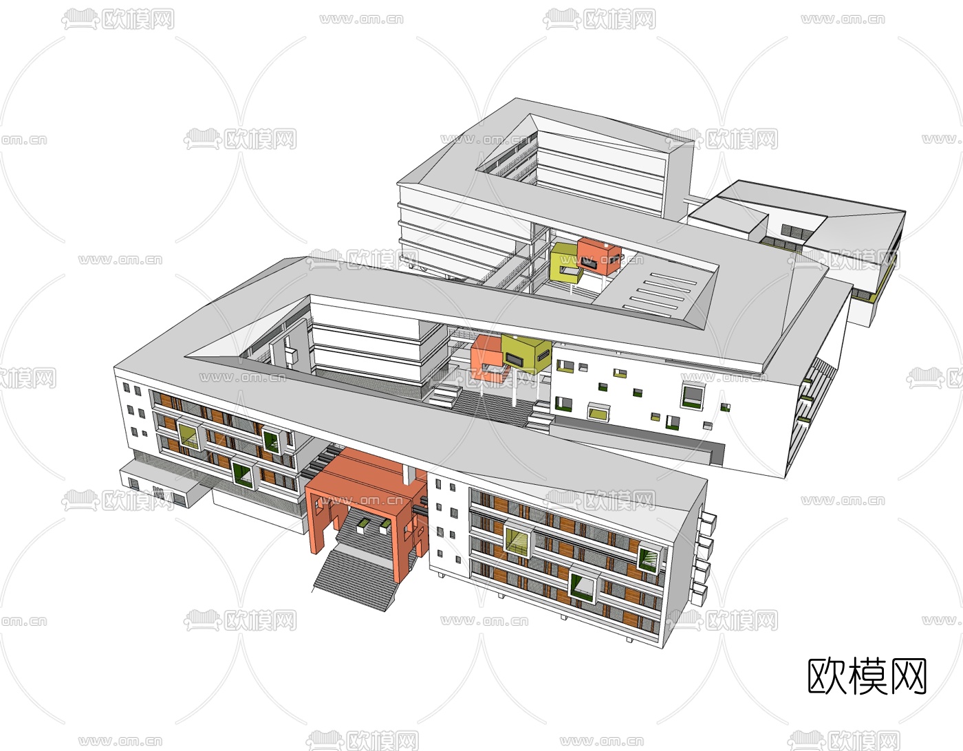 现代教学楼免费su模型