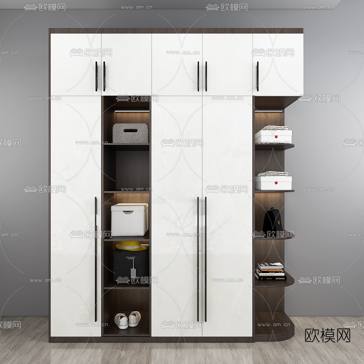 现代实木衣柜组合3d模型