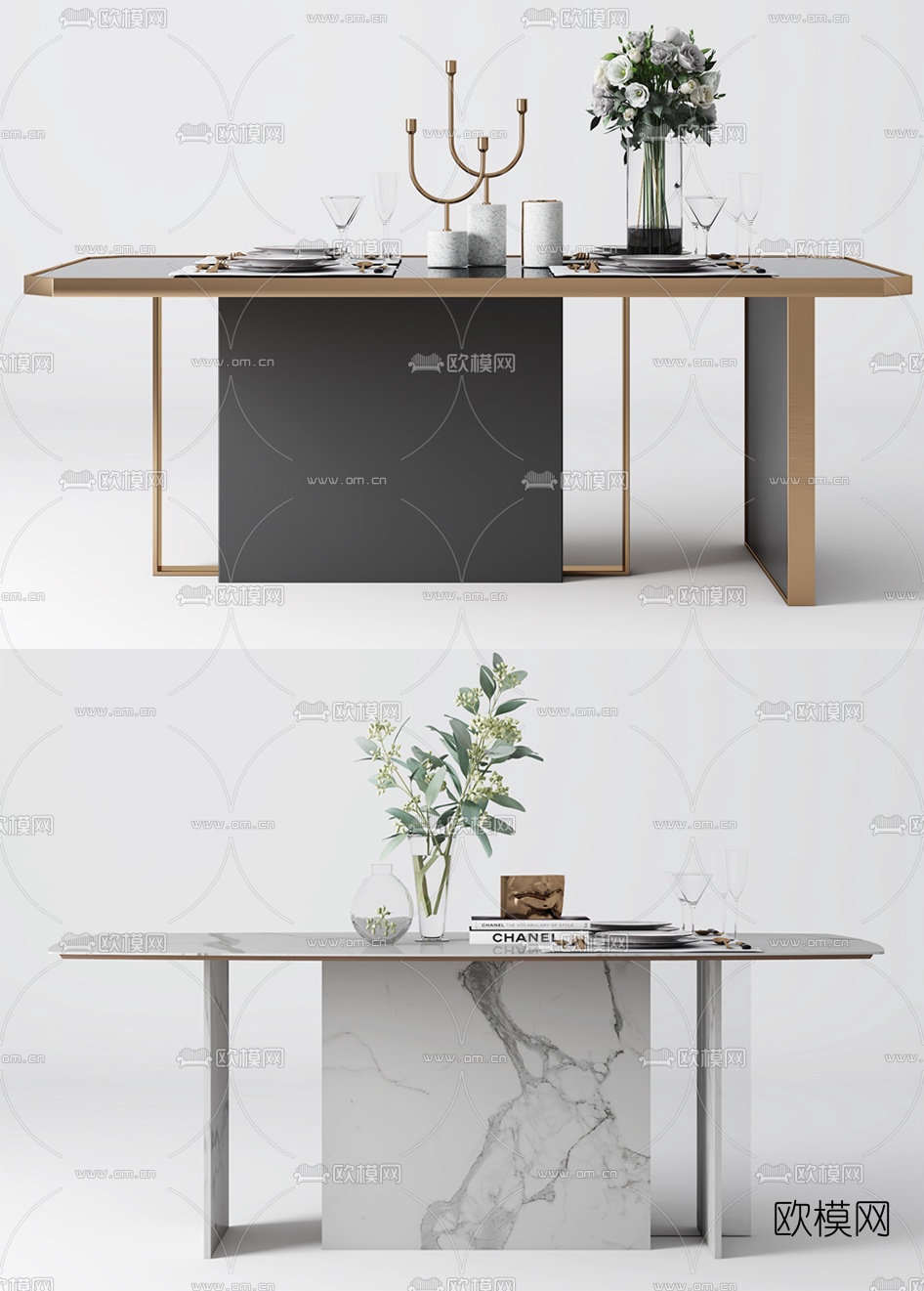 现代金属餐桌3d模型