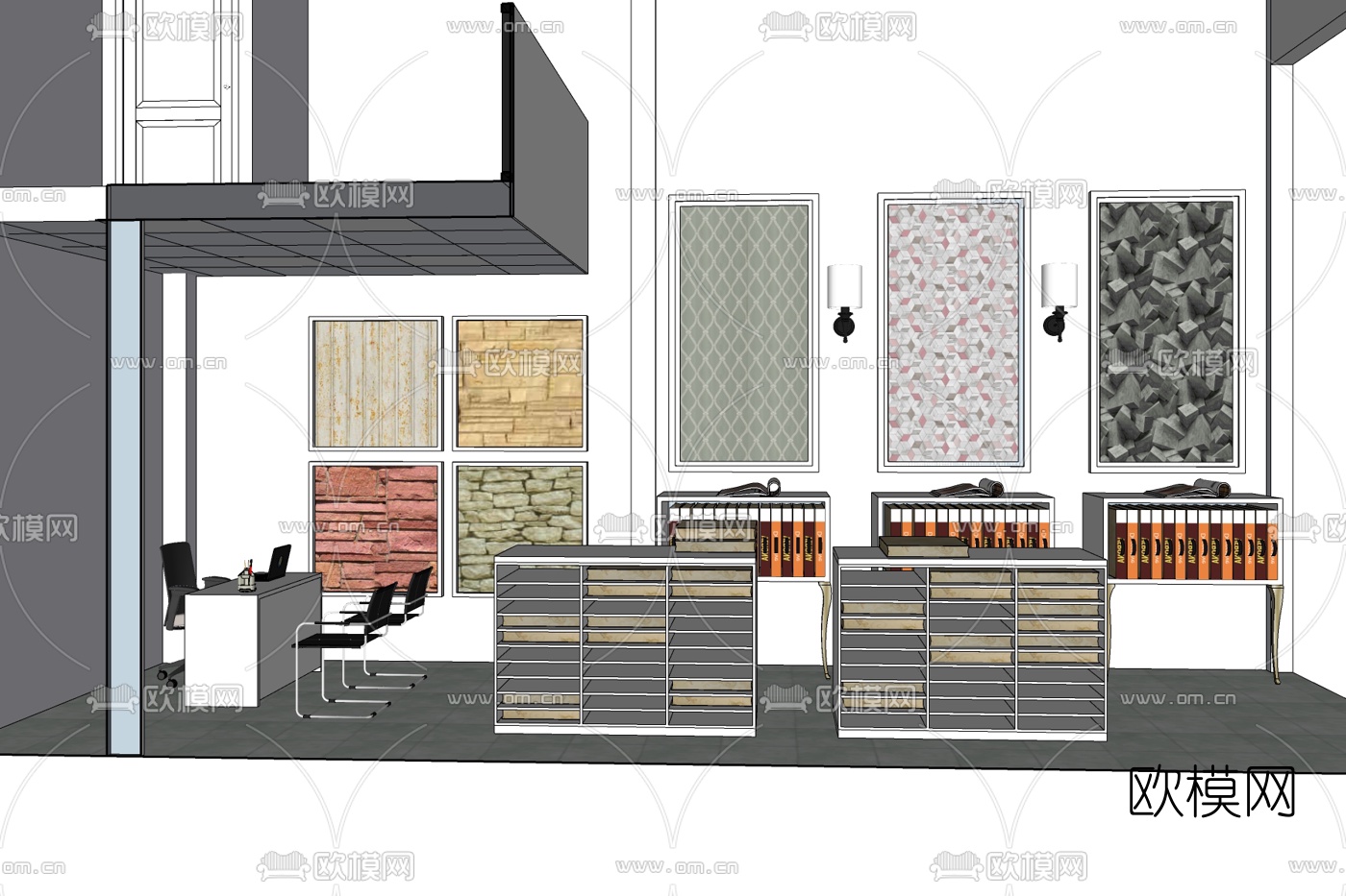 现代经理办公室免费su模型下载