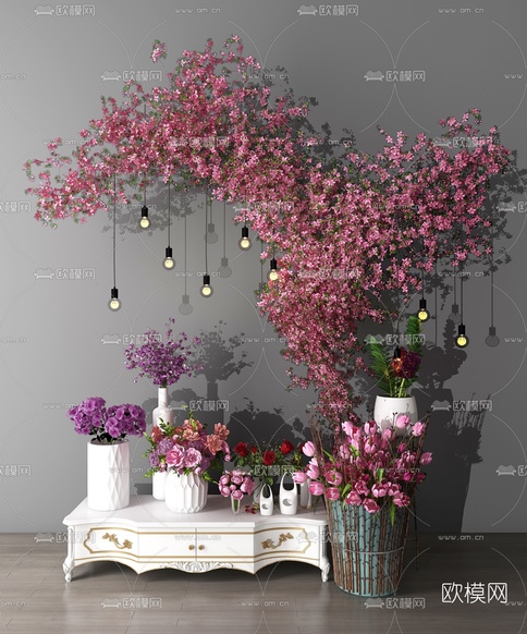 简欧花瓶花卉3d模型下载