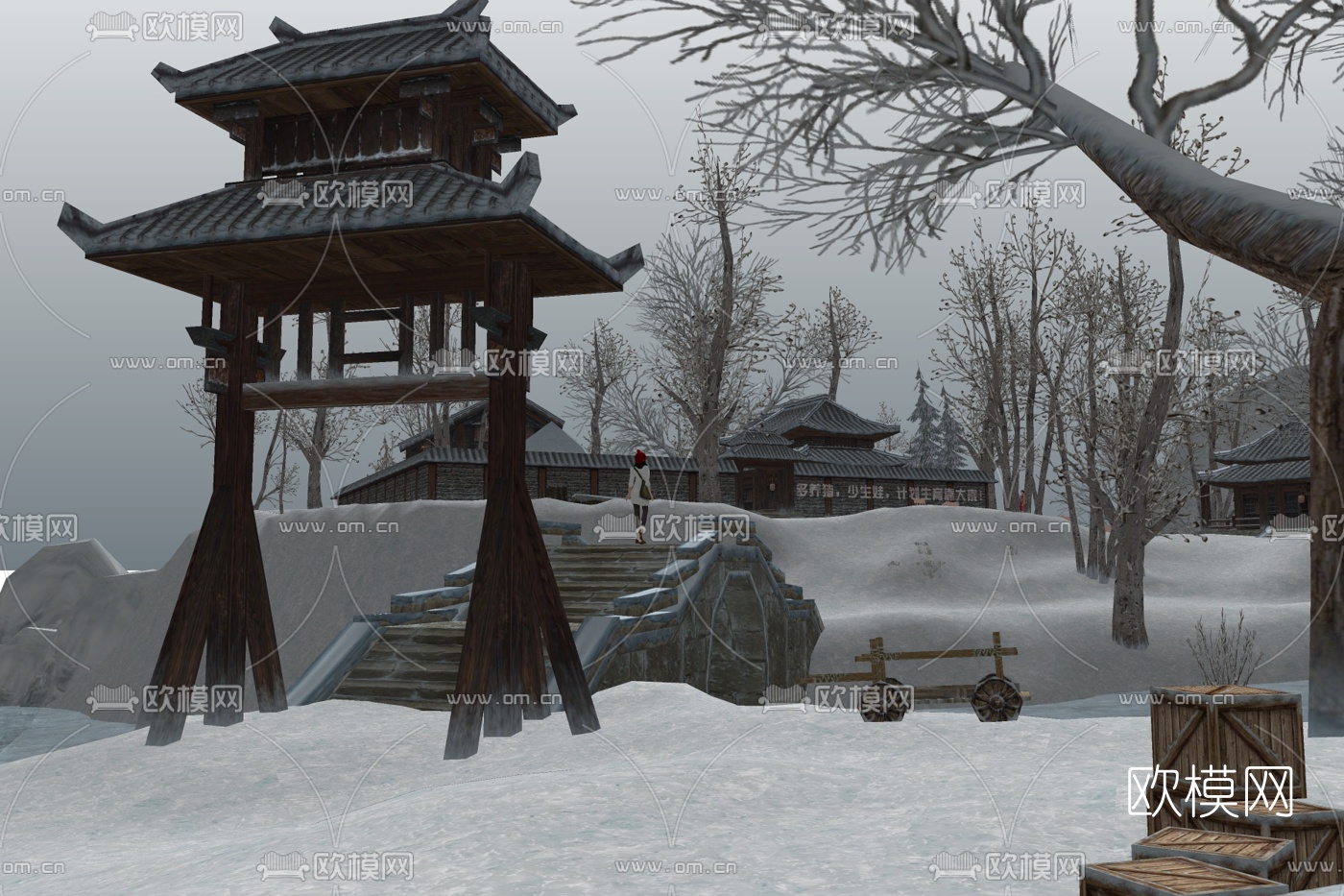 中式牌坊门头免费su模型下载