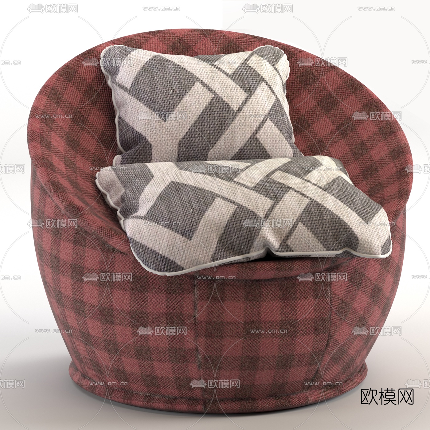 现代布艺休闲沙发免费3d模型下载（渲染图1）