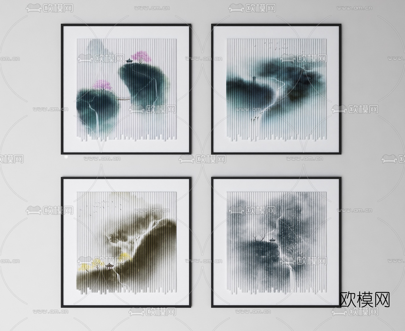 中式挂画3d模型