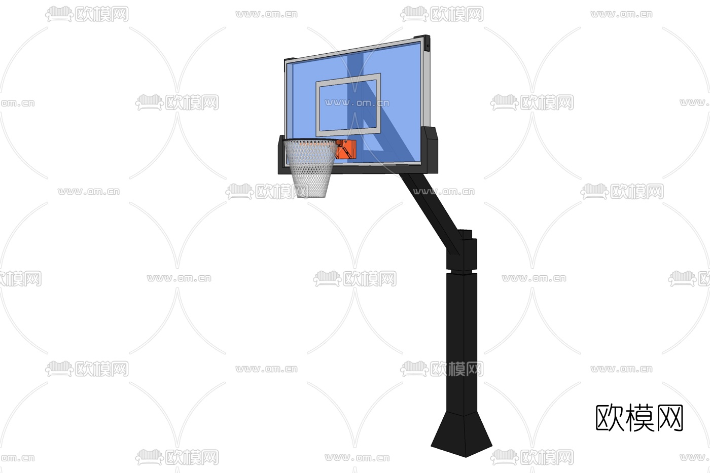 现代篮球架免费su模型下载