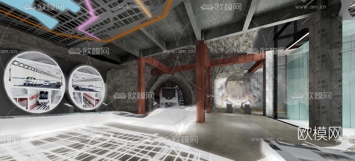 工业风交通科技展厅3d模型