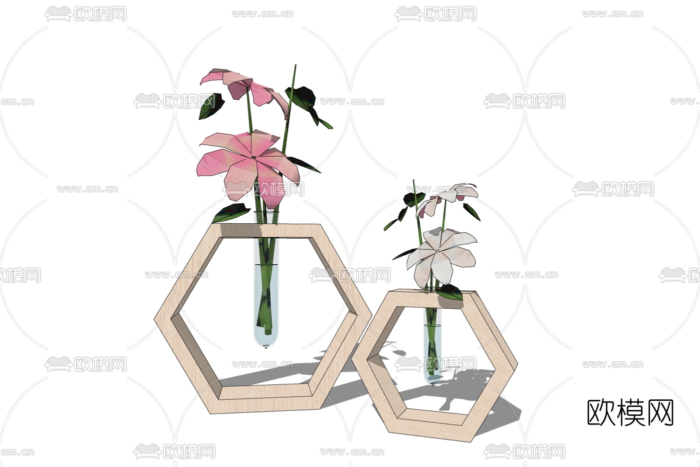 北欧花卉花瓶免费su模型下载