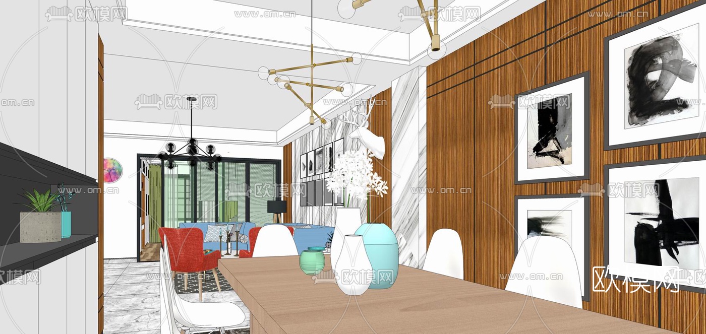 北欧客厅su模型