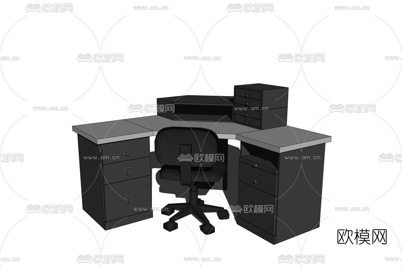 现代办公桌椅免费su模型下载