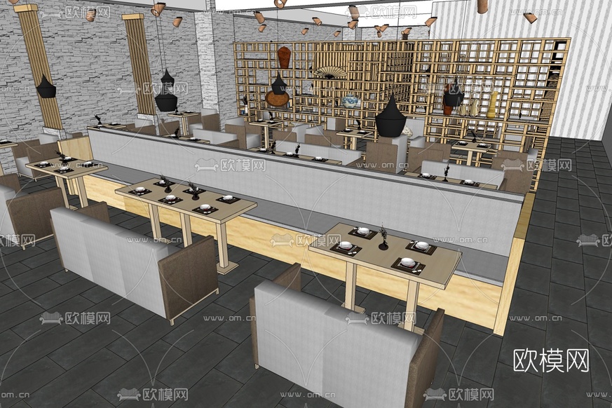 现代咖啡店免费su模型下载_ID10055435_sketchup模型下载-欧模网