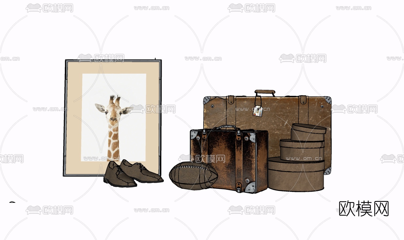 现代皮革手提包免费su模型下载