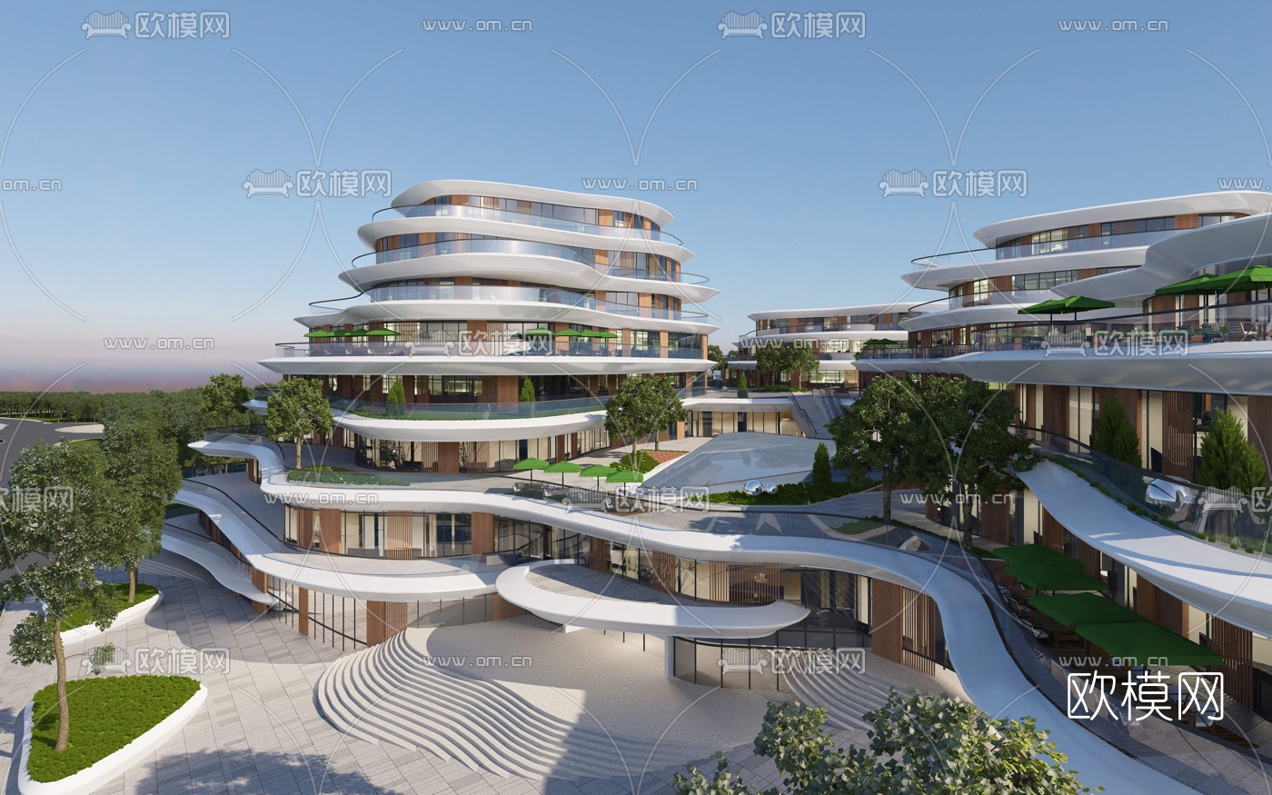 现代商业街外观3d模型